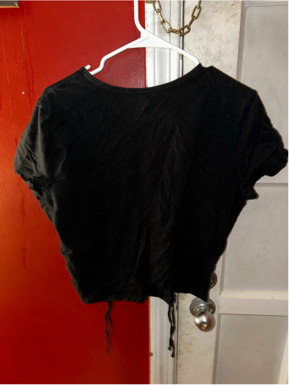 Hollister Baby Tee Bundle Lot (2) XXL Black & Rust Brown Ruched Cinch Hem Crew - Picture 9 of 14